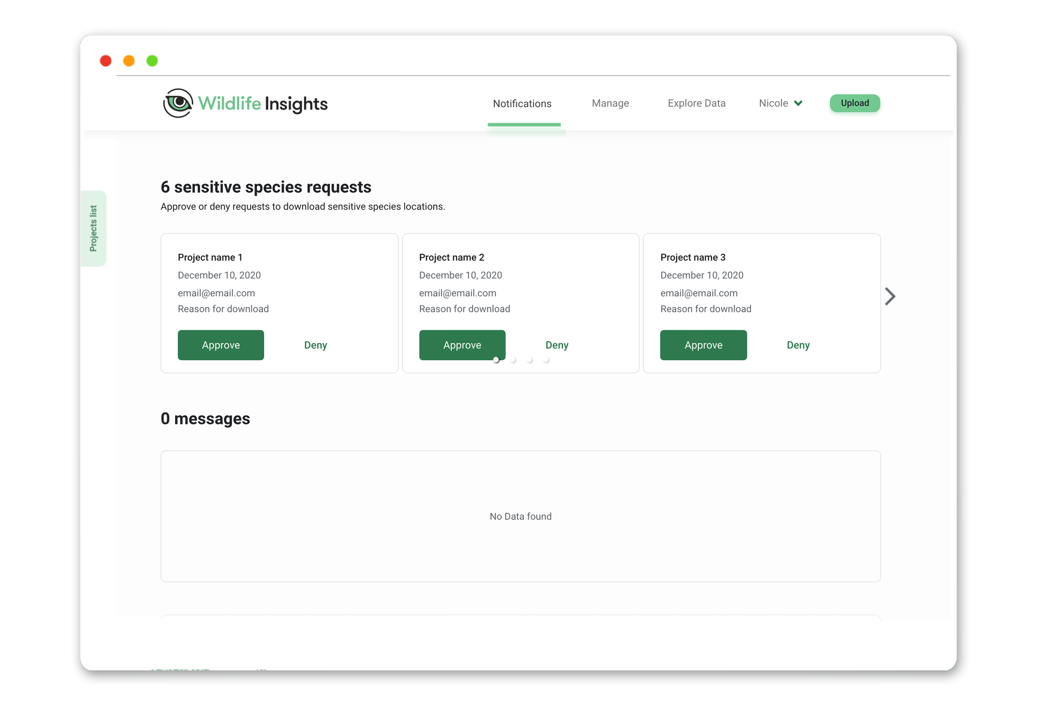 Notifications Screenshot of notifications