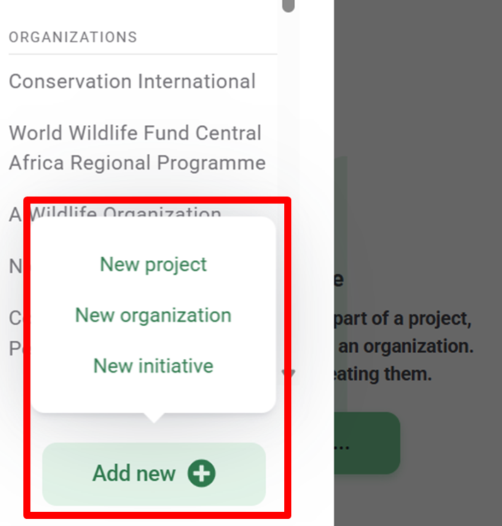 Add new project Screenshot of the Add new project button