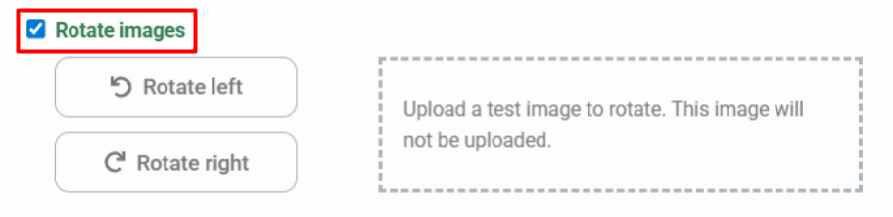 Screenshot of the Rotate images option 