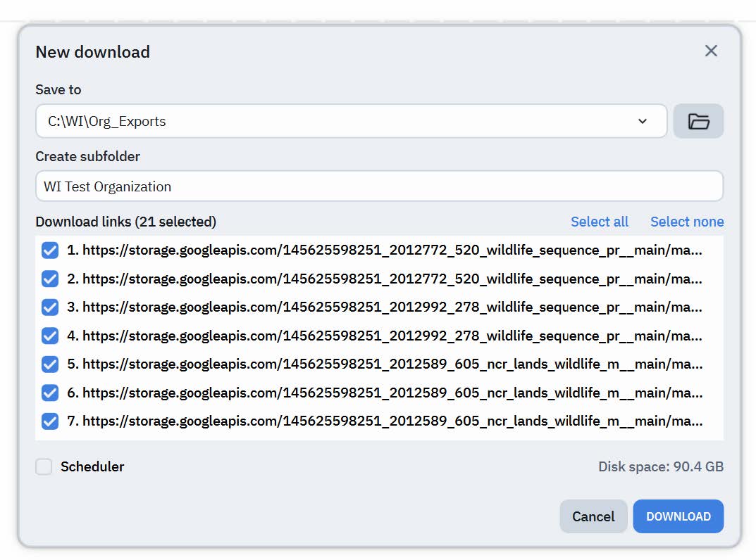 New download dialog